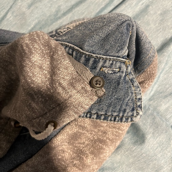 Free People FP Distressed Denim /Knit Hooded Jacket XS removable hood! - Picture 3 of 5
